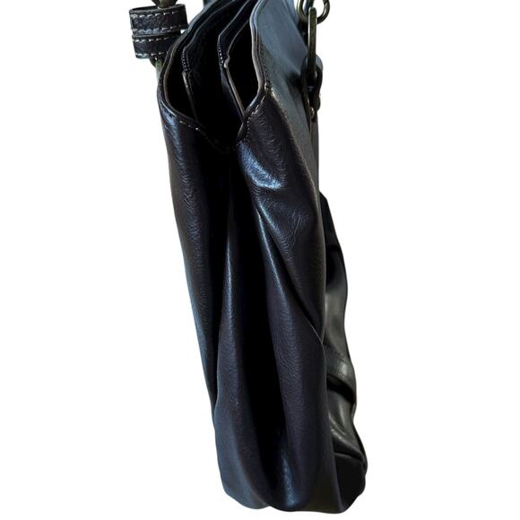 Vintage Liz Claiborne Crossbody Bag Shoulder Tote Satchel Brown Faux Leather - Picture 9 of 13